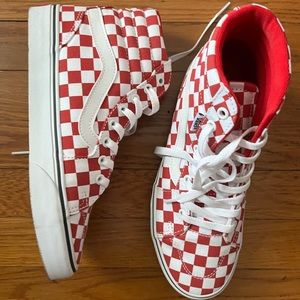 Red Vans Checkered High tops